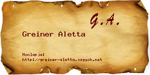 Greiner Aletta névjegykártya